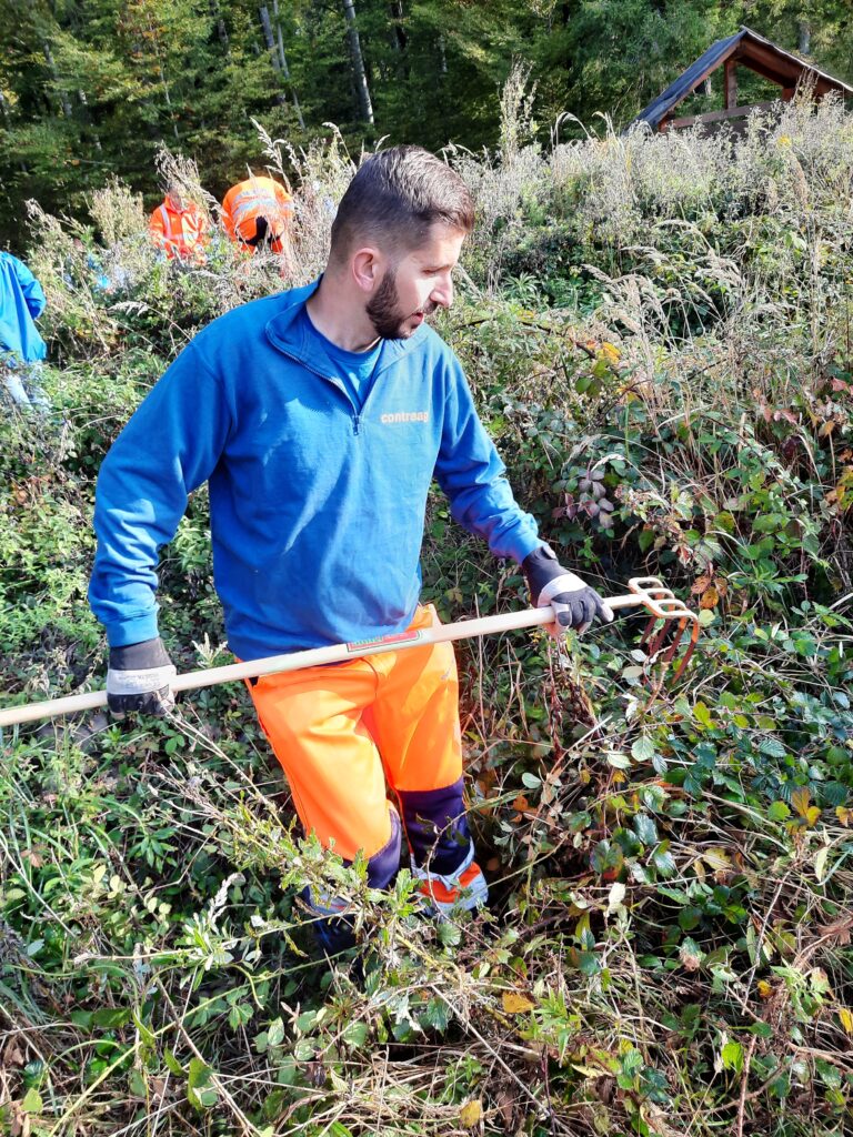 Contreag Mitarbeiter beim Arbeitseinsatz im Naturpark Schaffhausen