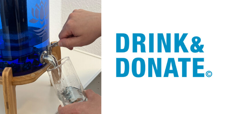 Drink & Donate waterfootprint mit einem Wasserspender