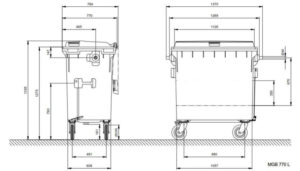 Masse 770 Liter Kunststoffcontainer